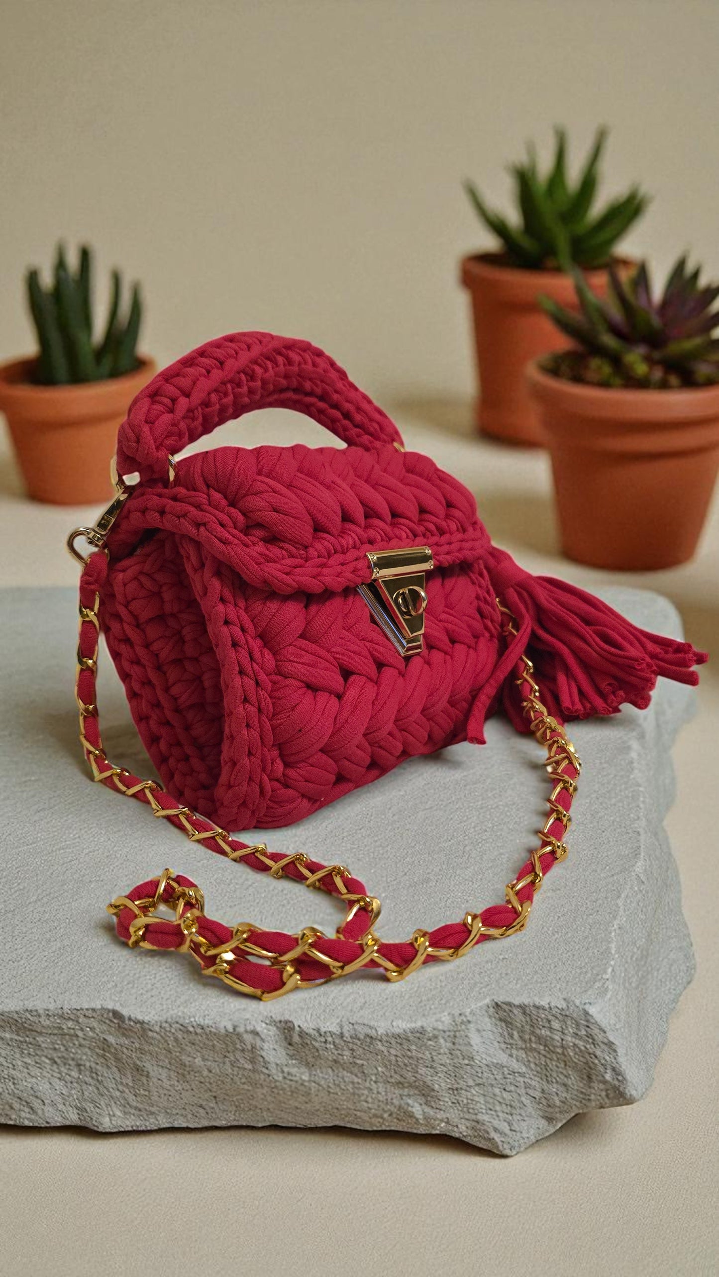 Hot Pink Luxe Handmade Crochet Bag