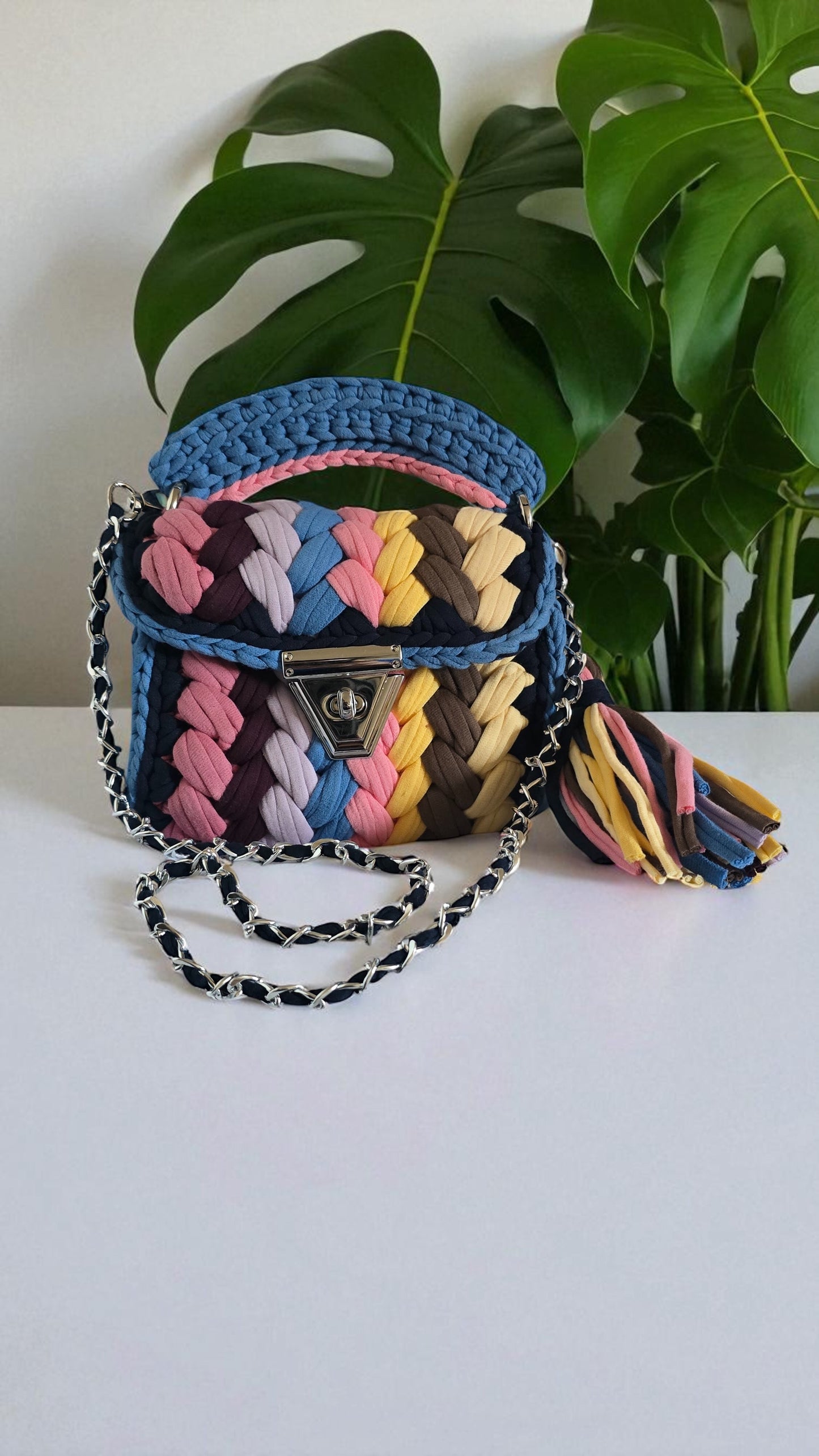 Indigo Pop Crochet Bag