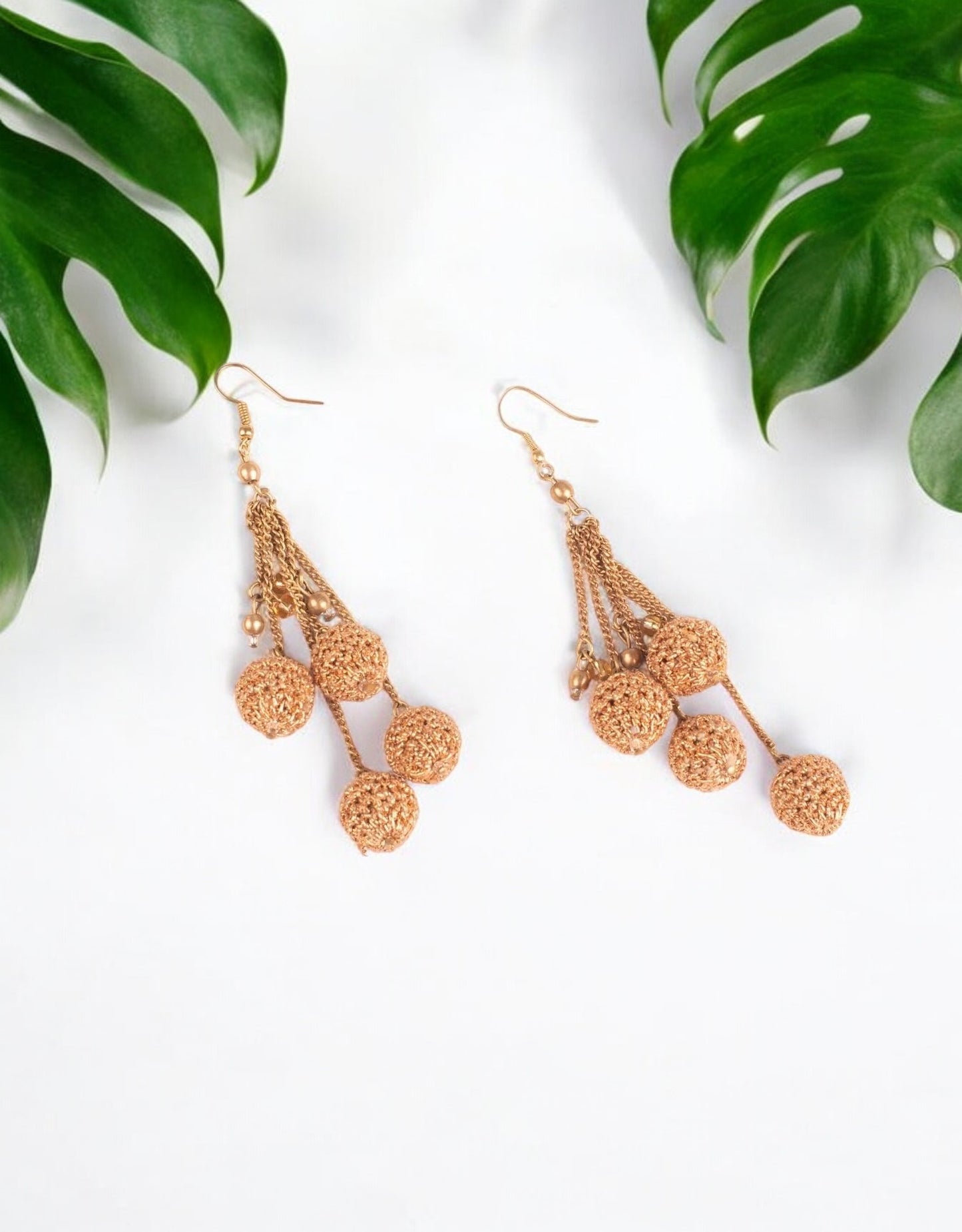 Gold Beads Danglers Earrings