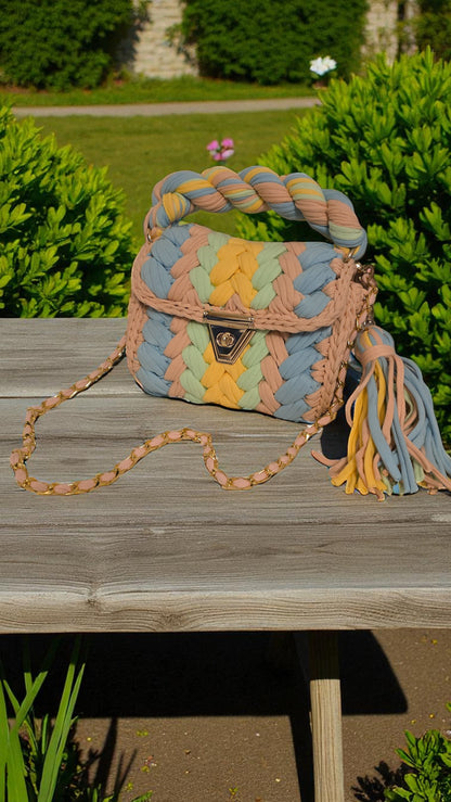 Pastel Breeze Crochet Shoulder Bag