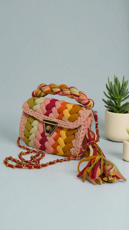 Sunset Fiesta Boho Crochet Bag