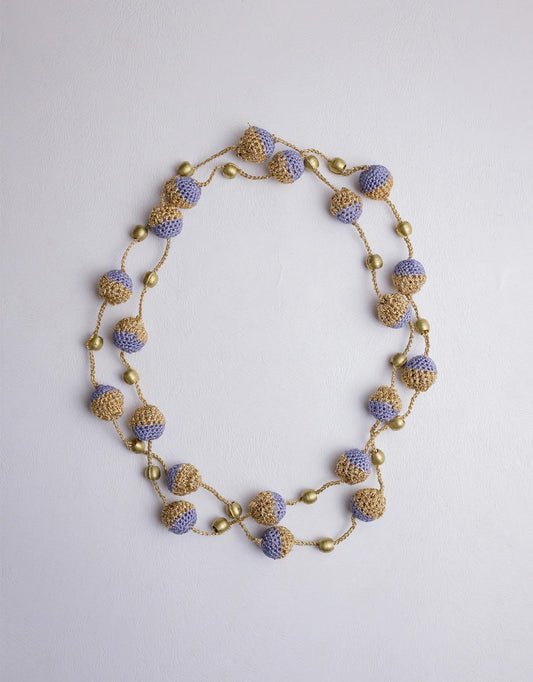 Nakshatra Moon Necklace - Lilac Gold Beads