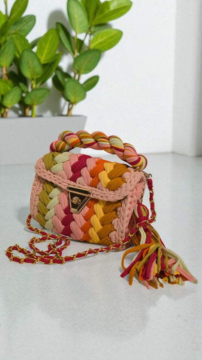 Sunset Fiesta Boho Crochet Bag