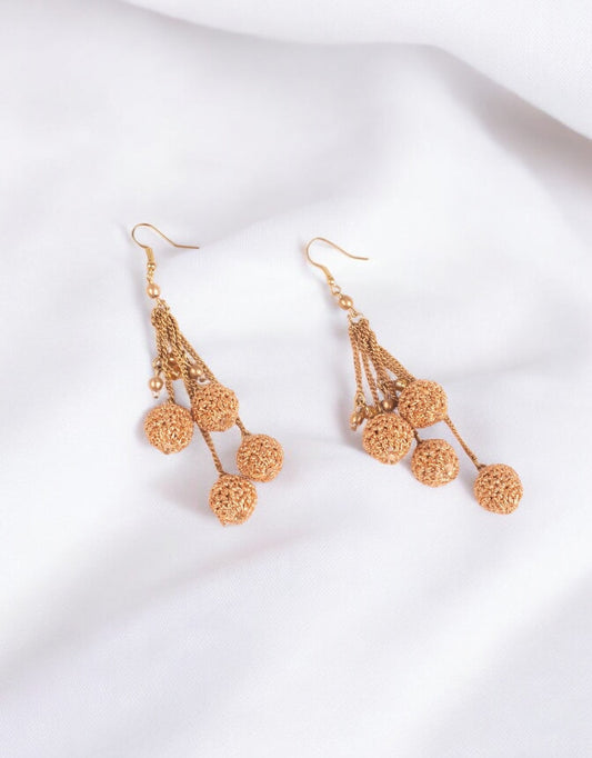 Gold Beads Danglers Earrings
